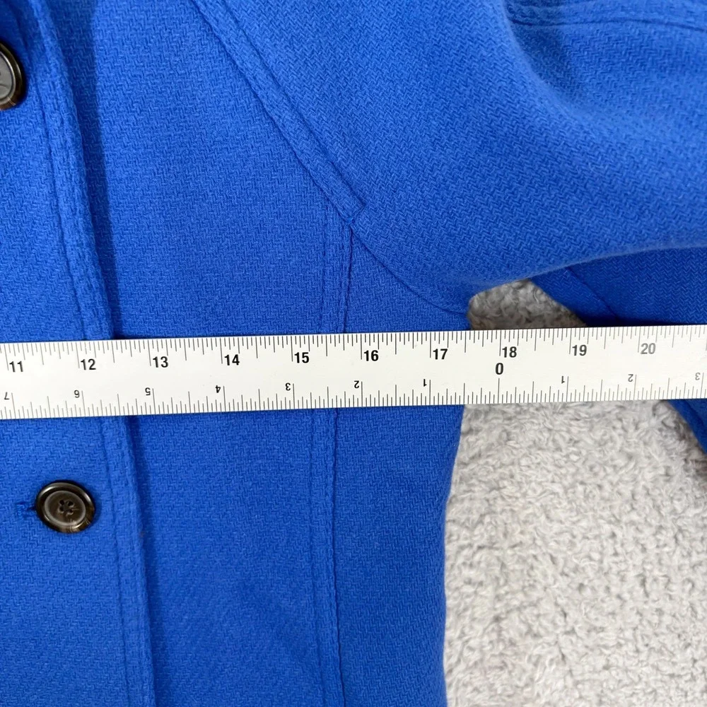 J. Crew Boulevard Trench Stadium Cloth Wool Blend Peacoat Size 4P‎ Cobalt Blue - Picture 8 of 9